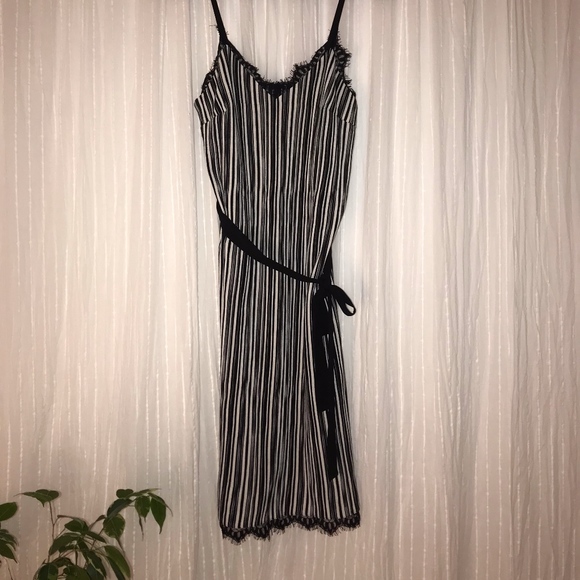 B&W Striped Midi Dress - Picture 1 of 2